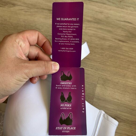 Vanity Fair Beauty Back Smoothing Full-Figure Contour Bra 76380 White 44C NEW - Picture 4 of 11